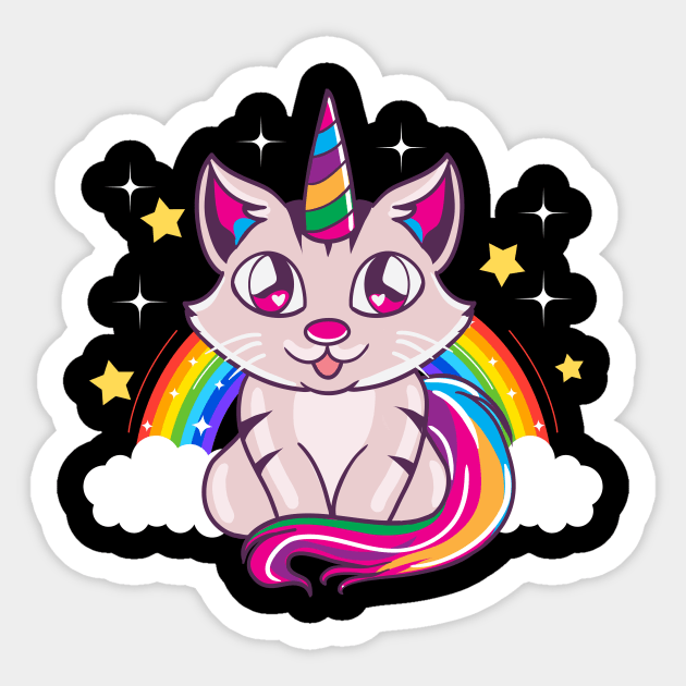 Cute & Funny Unicorn Cat Rainbow Kitty Magical Sticker by theperfectpresents